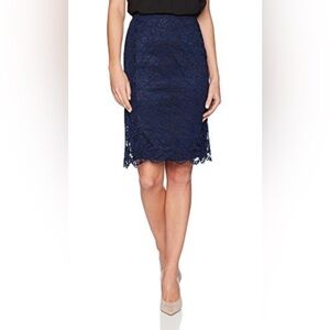 Lark & Ro Navy Blue Lace Knee Length Pencil Skirt Size Small